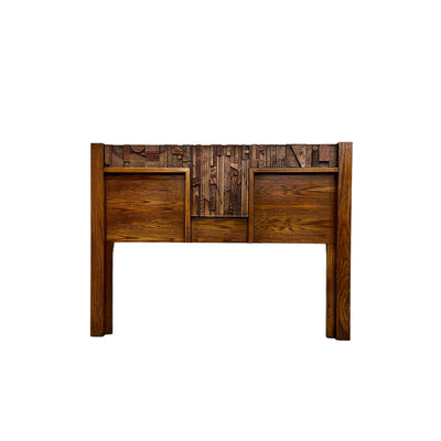 Lane Pueblo Brutalist Mid Century Modern Vintage Queen Headboard c.... — front view
