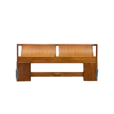 Barney Flagg for Drexel Parallel Vintage Mid Century Modern King He... โ cane construction, front view