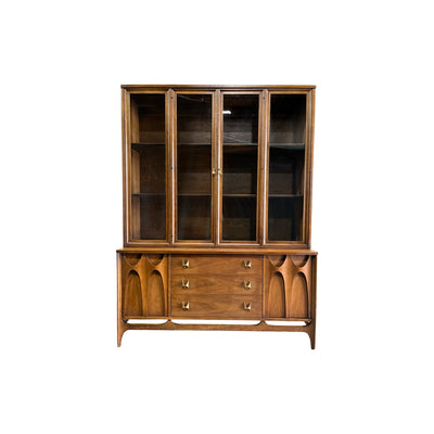 Broyhill Brasilia Mid Century Modern China Hutch c. 1960s β walnut construction, front view