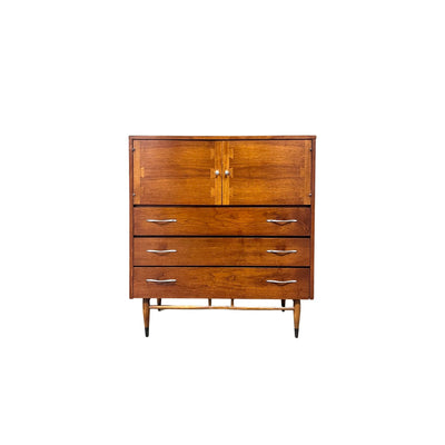 Lane Acclaim Mid Century Modern Highboy Dresser c. 1960s — oak construction, front view