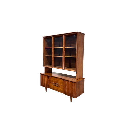Young Manufacturing Mid Century Modern Buffet China Hutch c. 1960s — brass construction, front view