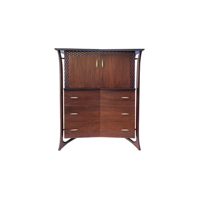 Piet Hein Vintage Mid Century Modern Sculptural Highboy Dresser c. ... — walnut construction, front view