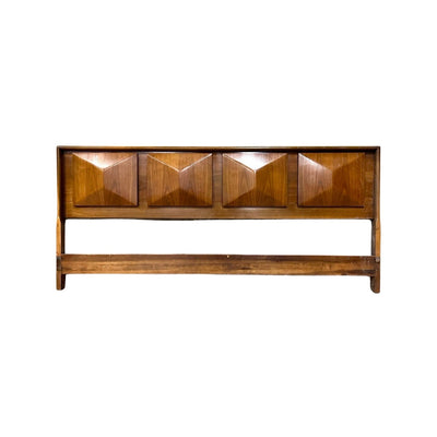 United Furniture Diamond Front Vintage Mid Century Modern King Size... — walnut construction, front view