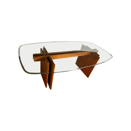 Gustav Gaarde for Trekanten Danish Mid Century Modern Glass and Teak Dining Table