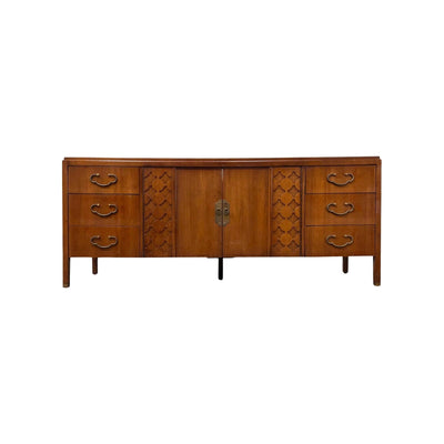 American of Martinsville Vintage Mid Century Modern Unique Lowboy D... — brass construction, front view