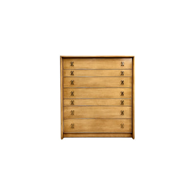 Paul Frankl for Johnson Furniture Vintage Mid Century Modern X Pull... — brass construction, front view