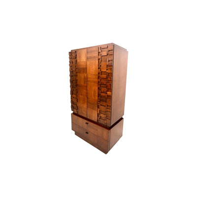 Tobago Canadian Brutalist Vintage Mid Century Modern Armoire c. 1970s — front view