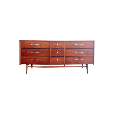 Lane Acclaim Vintage Mid Century Modern Lowboy Dresser c. 1960s — oak construction, front view