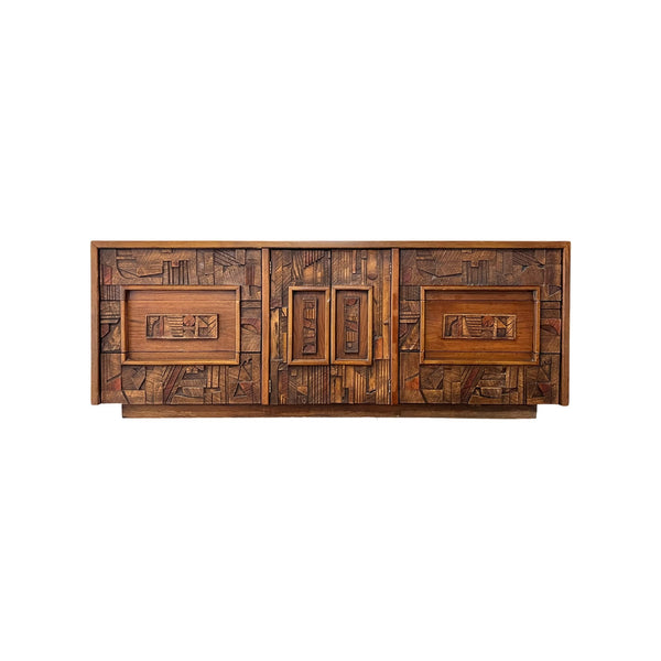 Lane Pueblo Vintage Brutalist Mid Century Modern Lowboy Dresser c. ... — front view