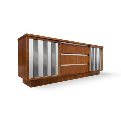 Tobago Furniture Brutalist Mid Century Modern Lowboy Mirrored Dress... — front view