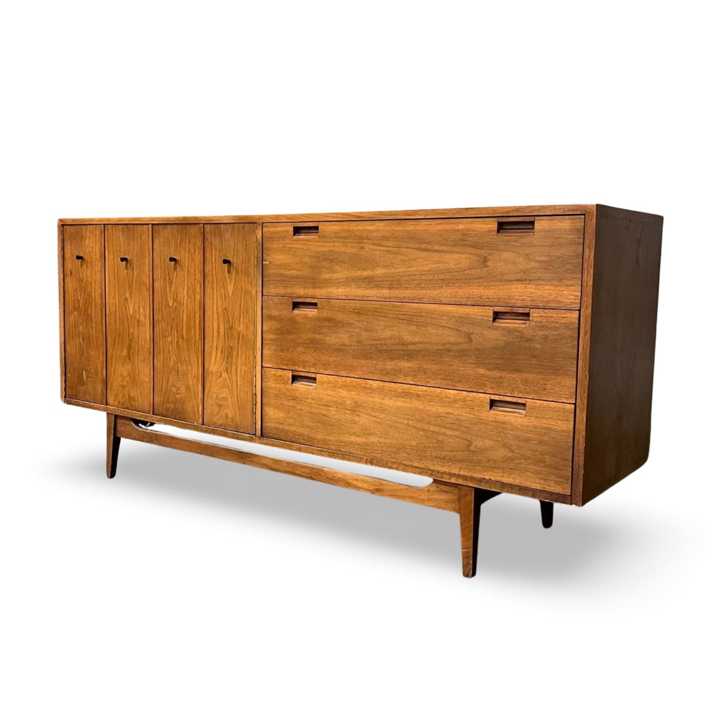 Stylish MCM lowboy dresser combining American and Danish design elements.