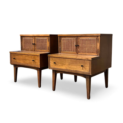 American of Martinsville Early Vintage Mid Century Modern Pair of N... — walnut construction, front view