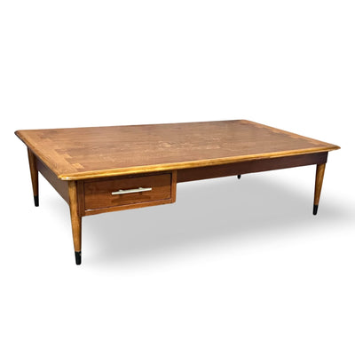 Lane Acclaim Plateau Vintage Mid Century Modern Coffee Table c. 1960s — walnut construction, front view