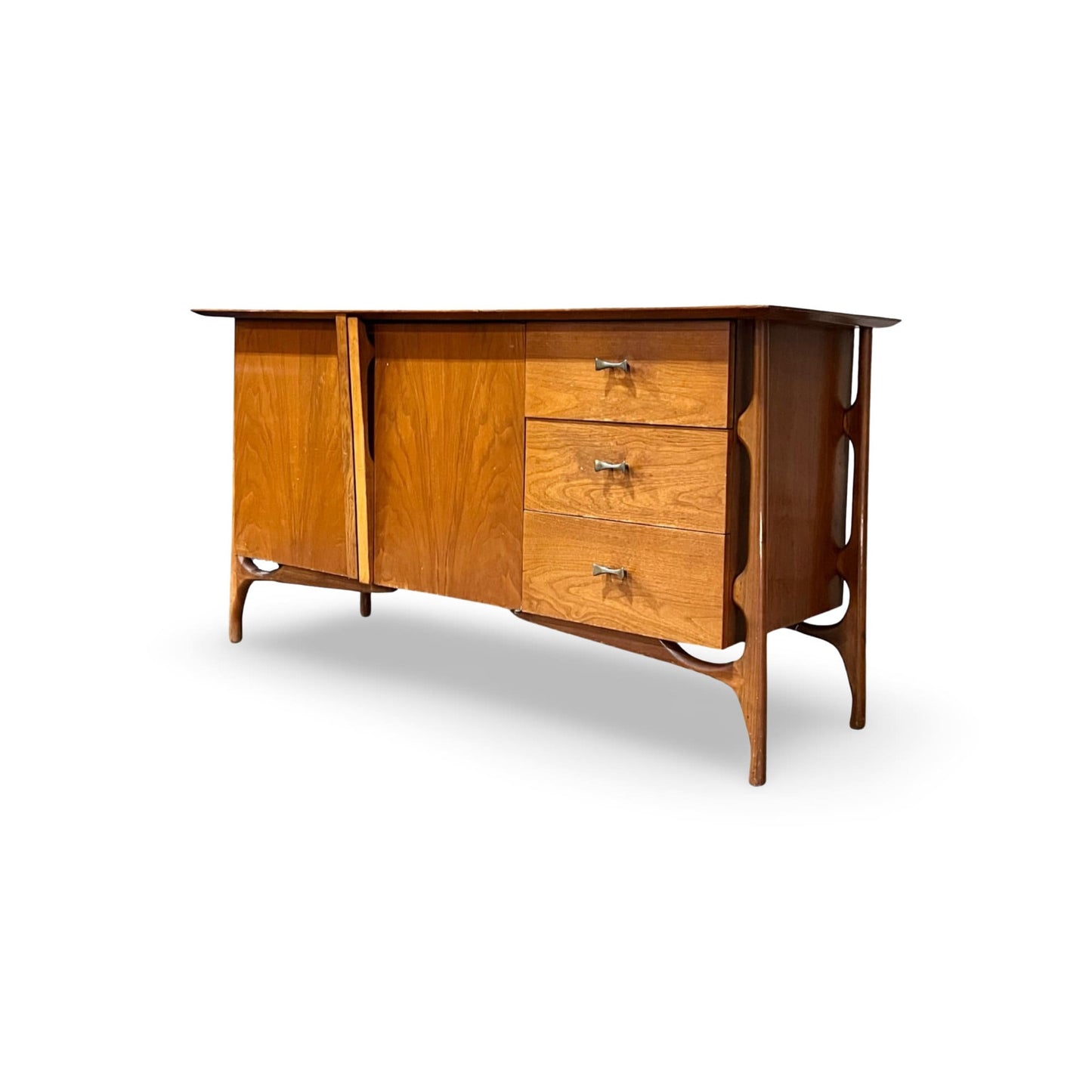 Elegant buffet with spacious interior and glass shelves for displaying items.