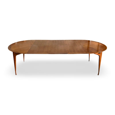 Specialty Woodcraft Vintage Mid Century Modern XL Dining Table c. 1... — walnut construction, front view