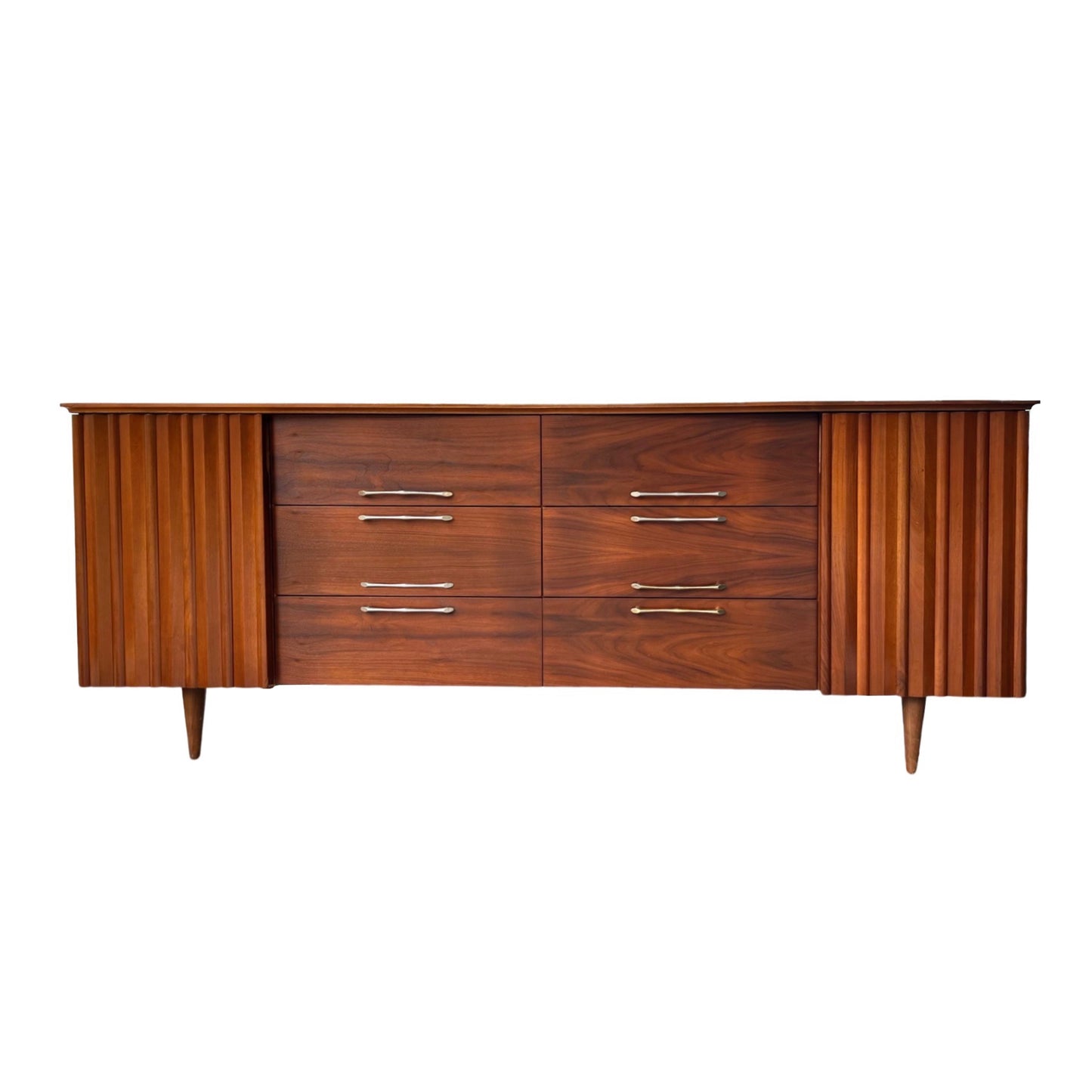 United Furniture style Mid Century Modern Quad 12 Drawer Lowboy Dresser c. 1960s