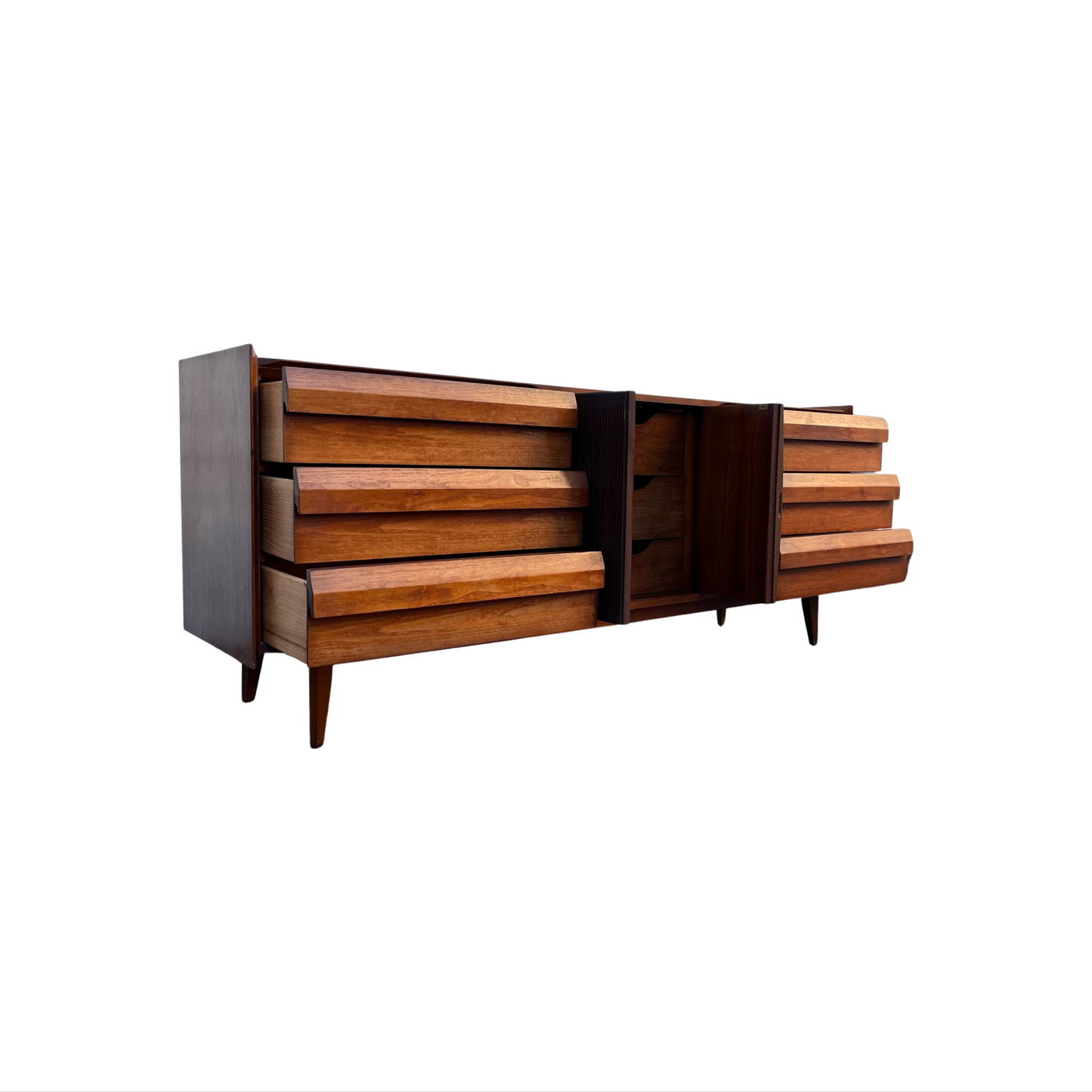 Lane First Edition Vintage Mid Century Modern Brutalist Lowboy Dresser c. 1960s