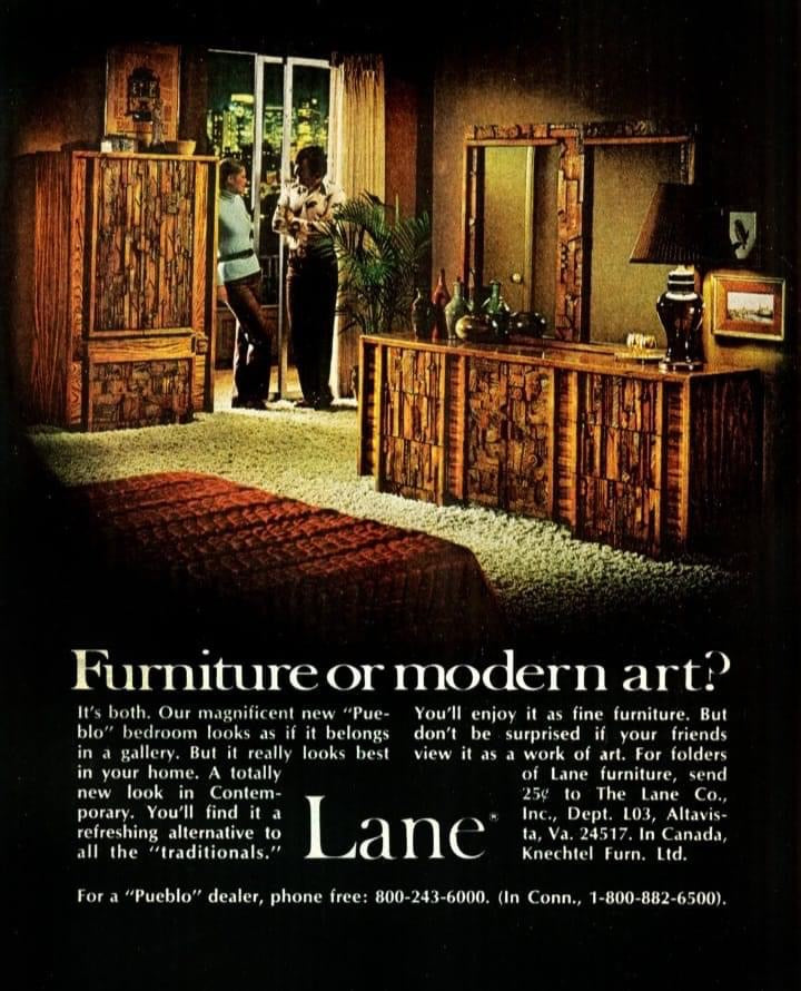 Lane “Pueblo” Mid Century Modern Brutalist Armoire Wardrobe