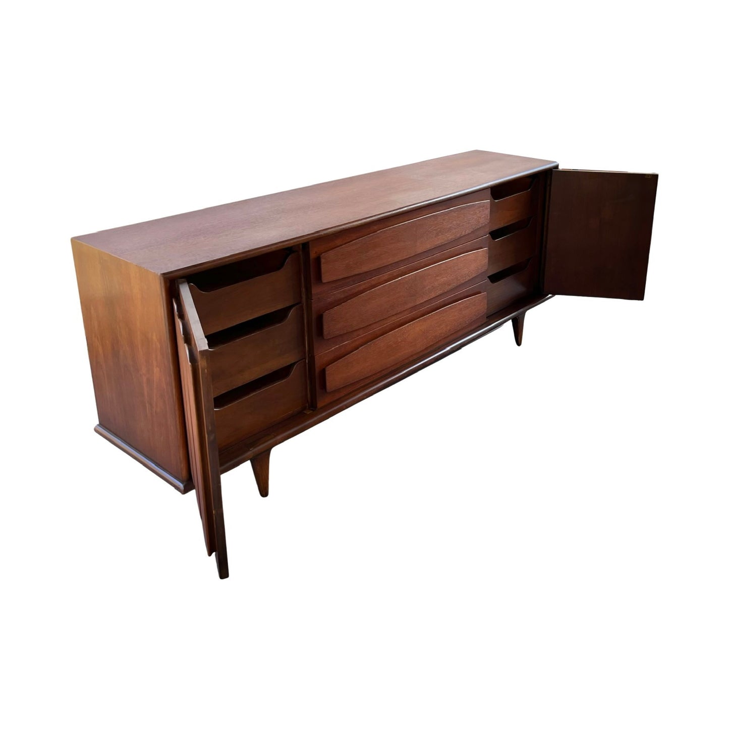 American of Martinsville Mid Century Modern Vintage Lowboy 9 Drawer Dresser c. 1960s