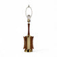 Atomic Style Vintage Mid Century Modern Brass and Walnut Fins Table Lamp c. 1960s