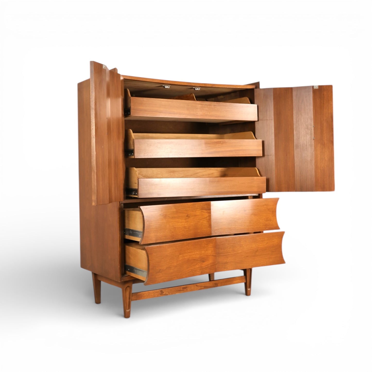 Specialty Woodcraft Inc. Vintage Mid Century Modern Highboy Dresser c. 1960s