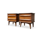 United Furniture Pair of Vintage Mid Century Modern Concave Top Nightstands c. 1960s