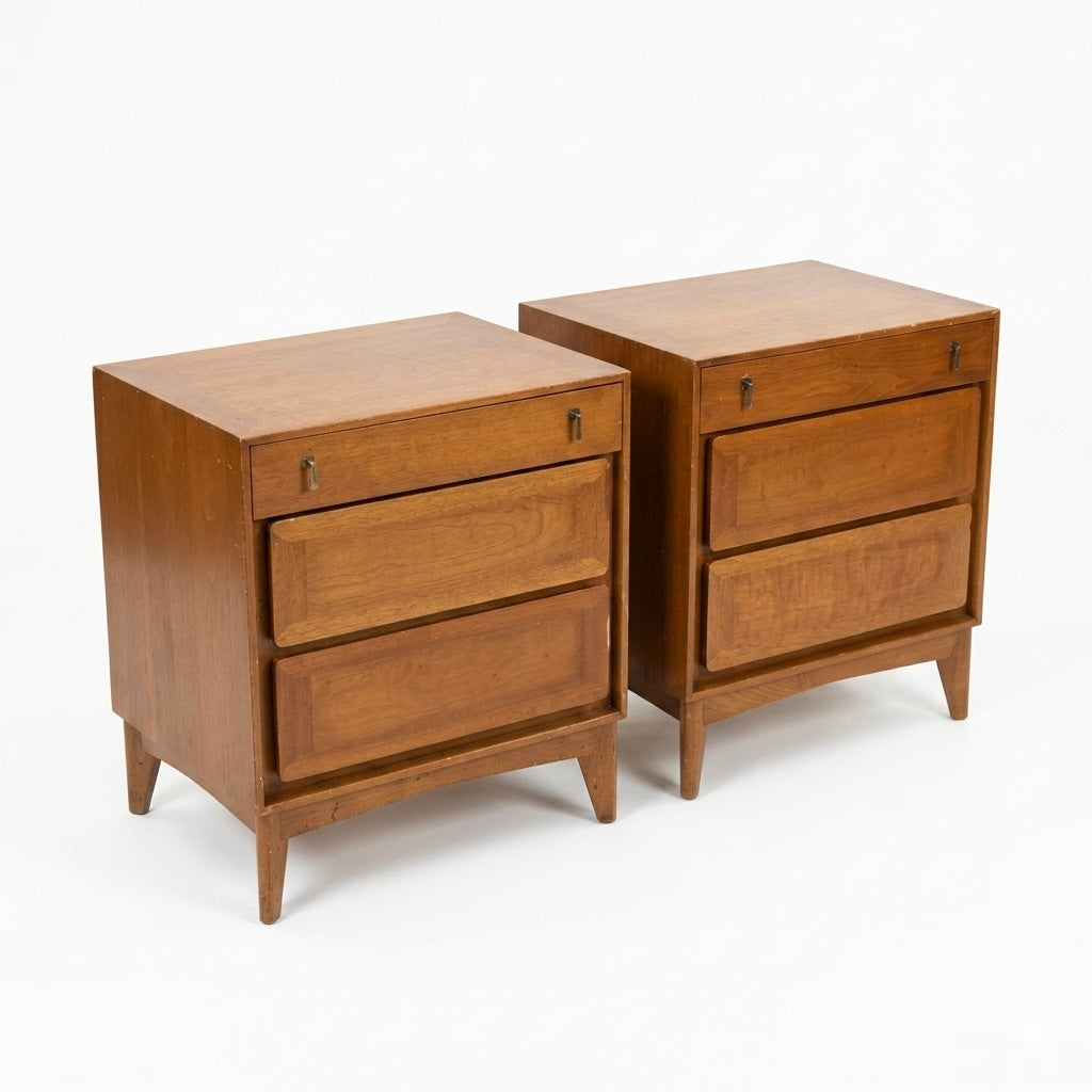 Red Lion Vintage Mid Century Modern Pair of Nightstands c. 1960s