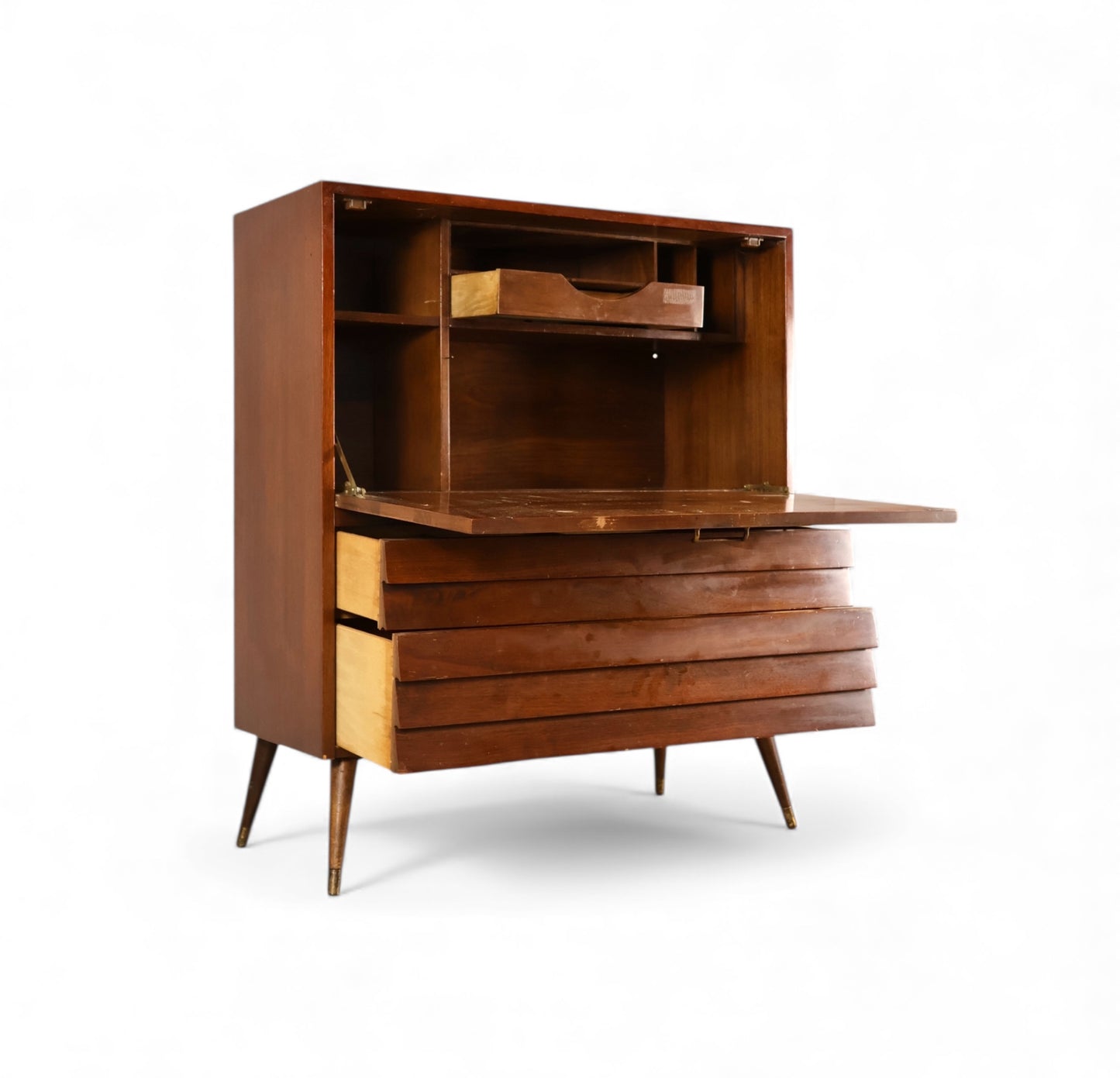 American of Martinsville Dania Collection Vintage Mid Century Modern Drop Front Secretary Desk c. 1960s