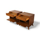 Tomlinson Pair of Vintage Mid Century Modern Burl and Walnut  Nightstands c. 1960s