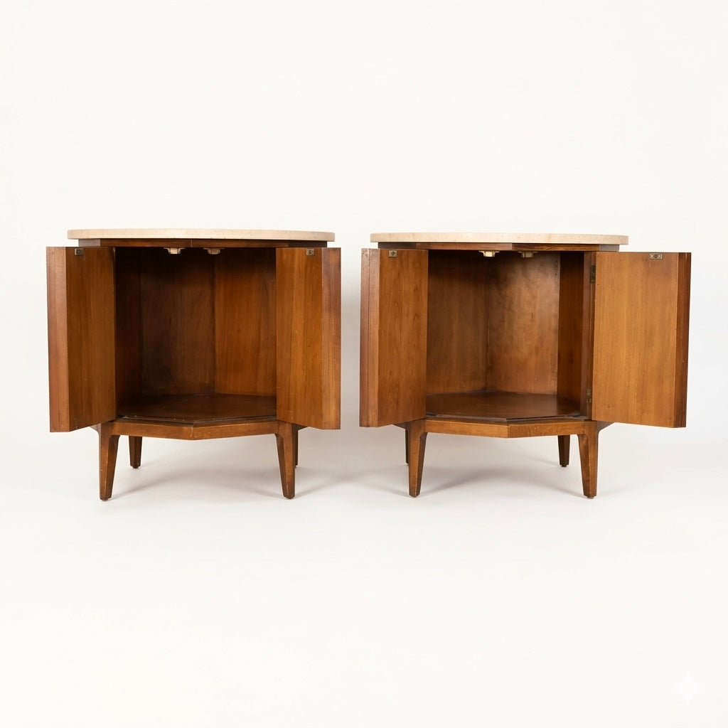 Thomasville Vintage Pair of Mid Century Modern Sculptural Round Bur... — view 8