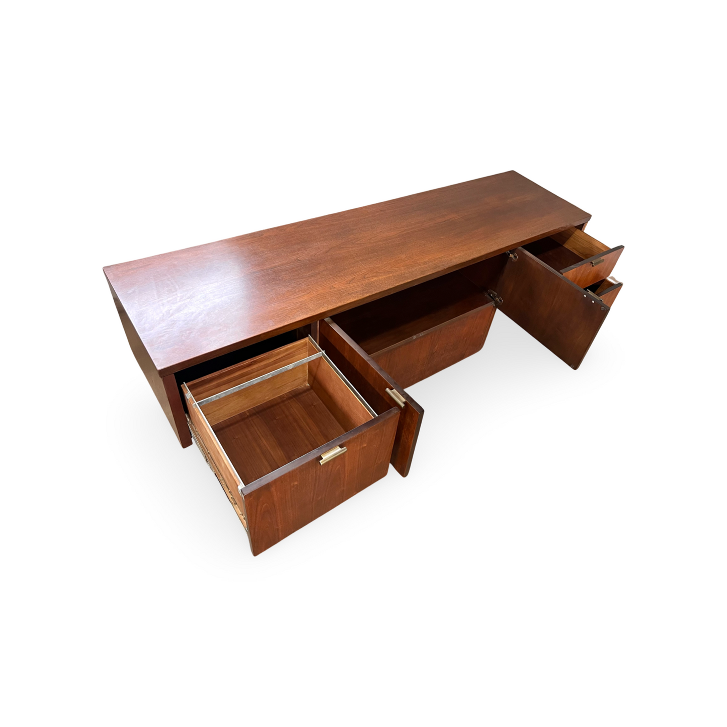 Myrtle Desk Co. Cantilevered Vintage Mid Century Office Credenza Cabinet c. 1960s