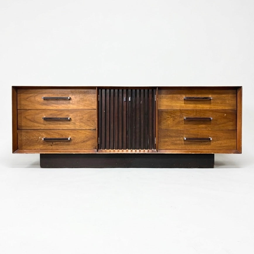 Lane Tower Suite Vintage Mid Century Modern Brutalist Lowboy Dresser c. 1970s