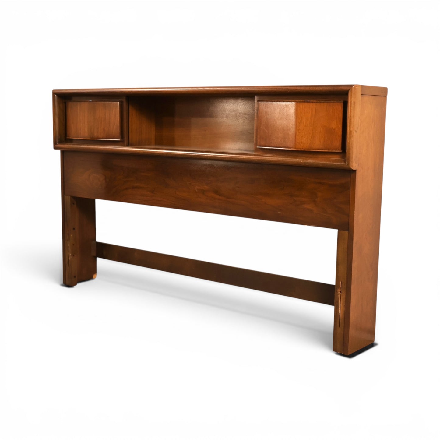 United Furniture Diamond Front Vintage Mid Century Modern Full Size Book Case Headboard c. 1960s