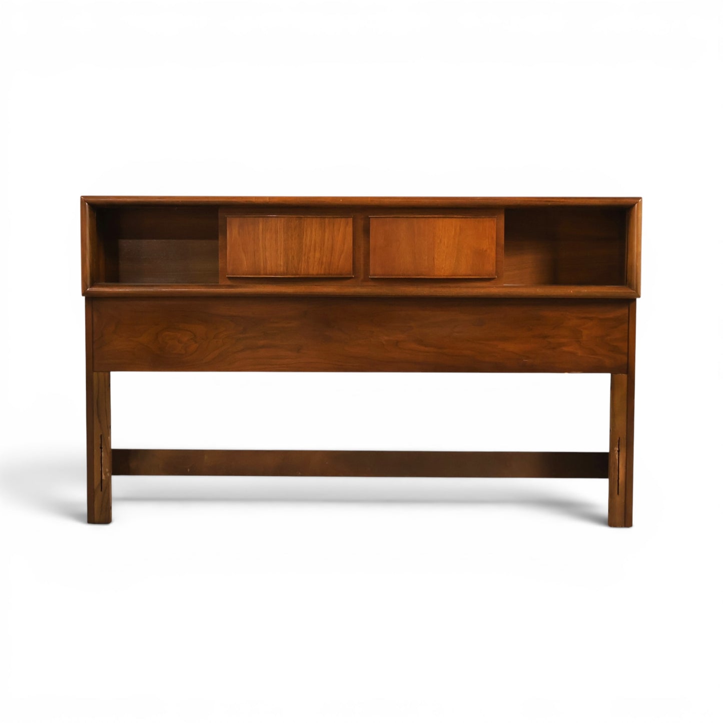 United Furniture Diamond Front Vintage Mid Century Modern Full Size Book Case Headboard c. 1960s