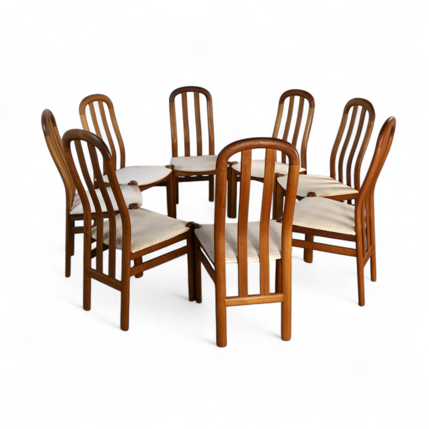 Skovby Vintage Danish Modern Set of 8 Teak Dining Chairs c. 1970s