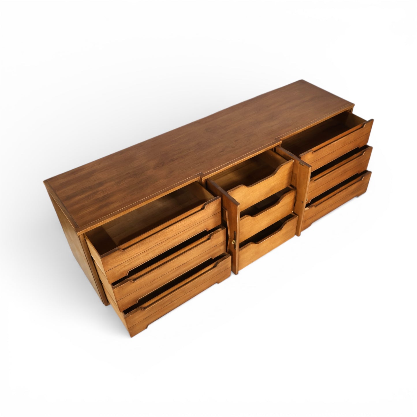 Thomasville Omega Vintage Mid Century Modern 9 Drawer Lowboy Dresser c. 1960s