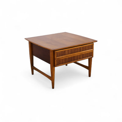 Lane Furniture Vintage Mid Century Modern End Lamp Table c. 1960s — walnut construction, front view