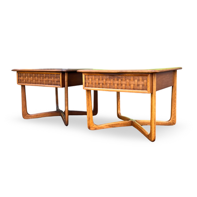 Lane Perception Vintage Mid Century Modern Pair of End Tables c. 1960s — walnut construction, front view