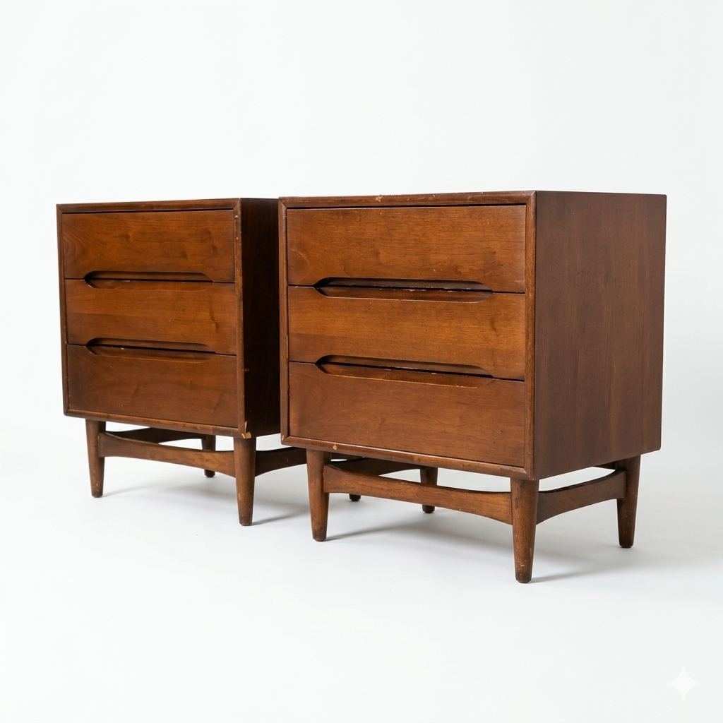 Ramseur Furniture Vintage Mid Century Modern Pair of Nightstands c. 1960s