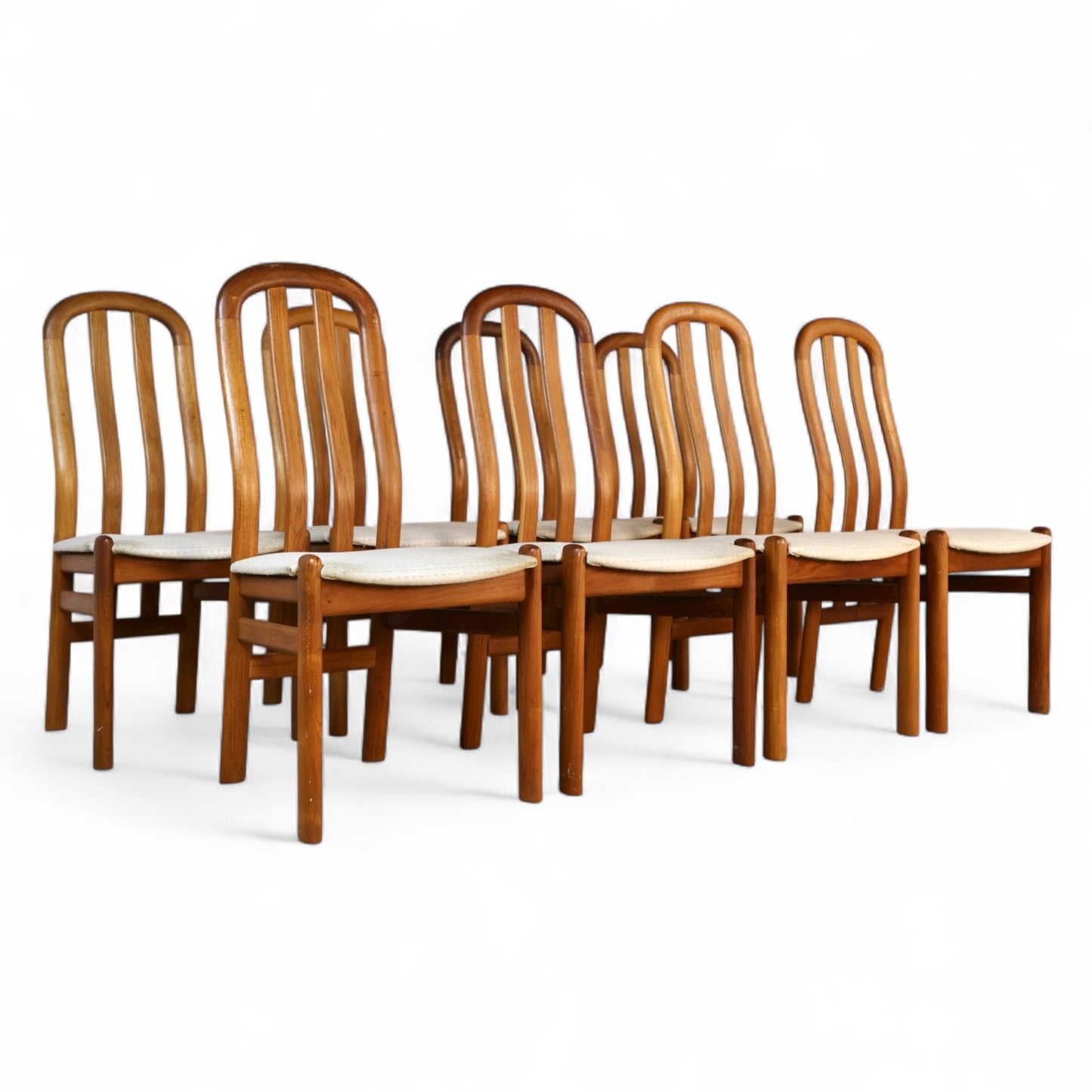 Skovby Vintage Danish Modern Set of 8 Teak Dining Chairs c. 1970s