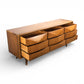 United Furniture Diamond Front Vintage Mid Century Modern 9 Drawer Lowboy Dresser c. 1960s