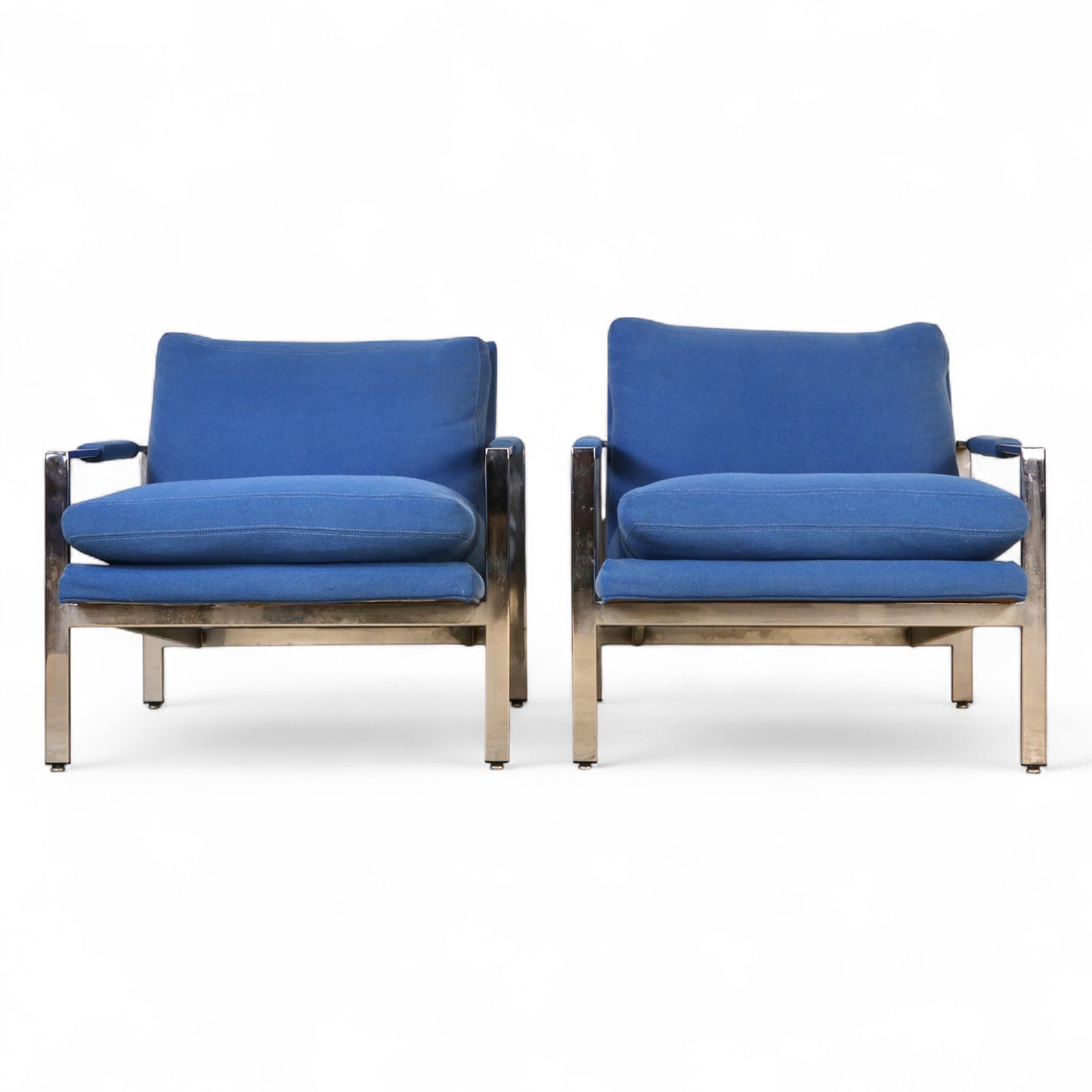 Milo Baughman for Thayer Coggin Vintage Mid Century Modern T Back Lounge Chairs c. 1960s