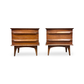 United Furniture Pair of Vintage Mid Century Modern Concave Top Nightstands c. 1960s