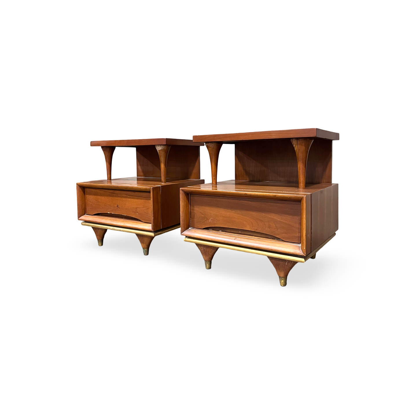 Kent Coffey Elegante Pair of Vintage Mid Century Modern Nightstands c. 1960s