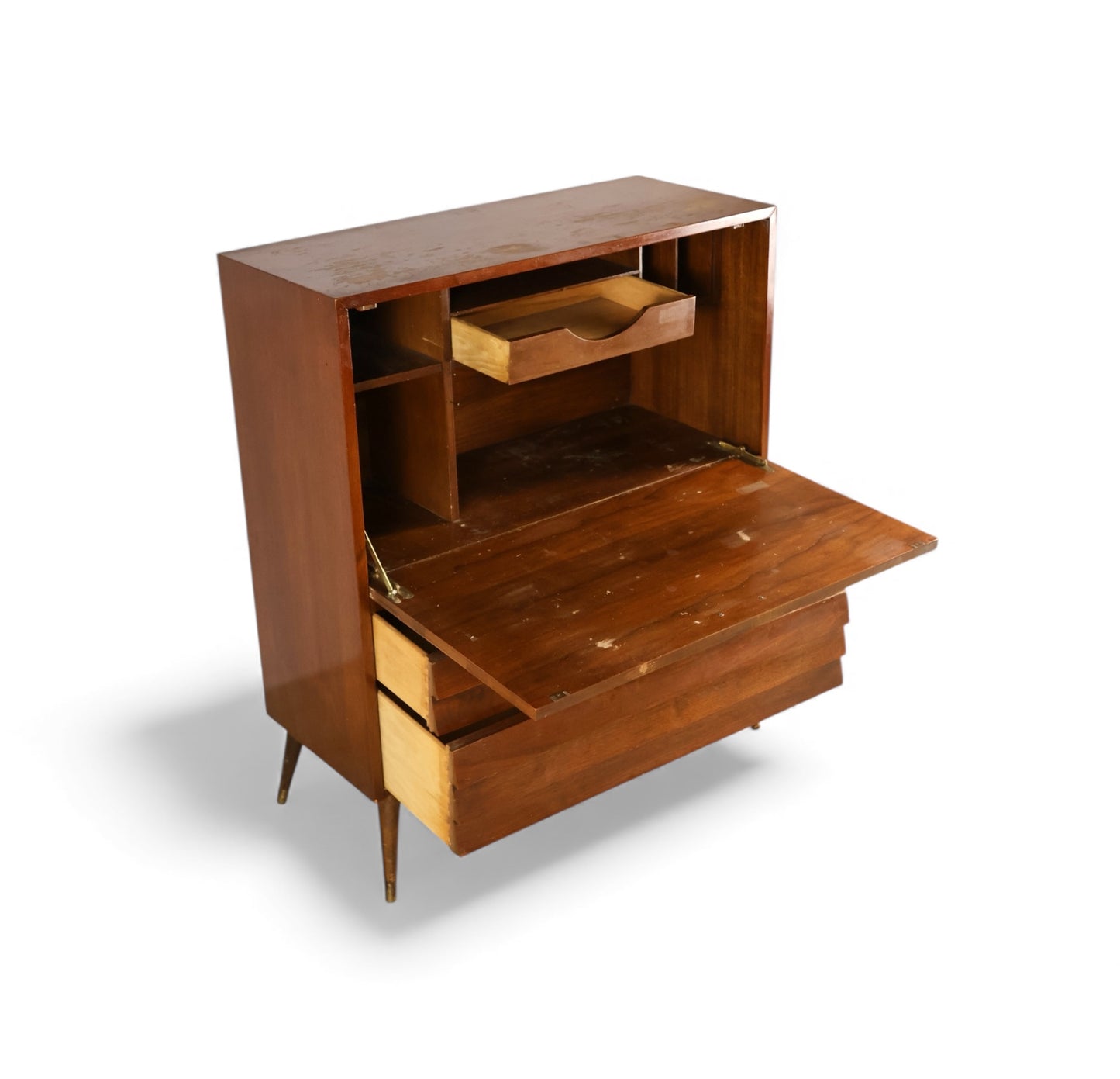 American of Martinsville Dania Collection Vintage Mid Century Modern Drop Front Secretary Desk c. 1960s