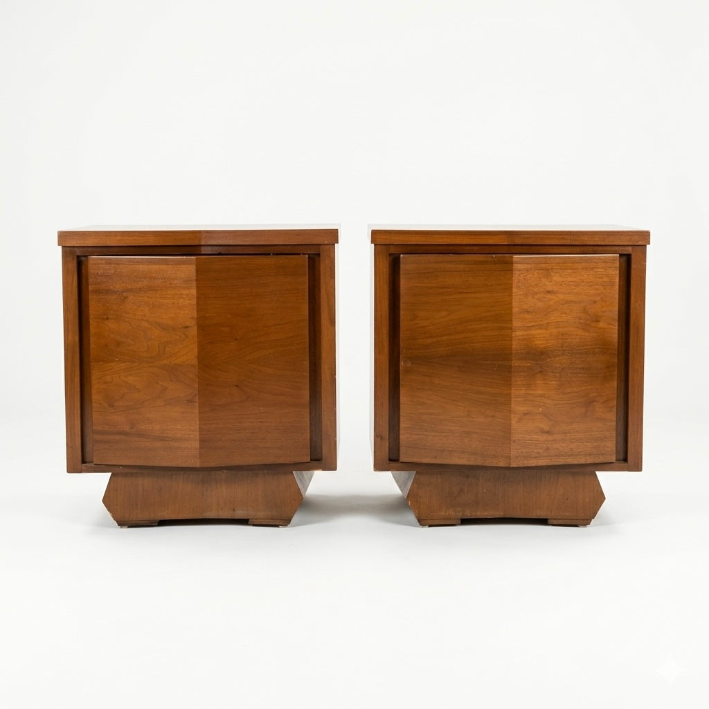 Sculptural Atomic Style Vintage Mid Century Modern Pair of Nightsta... — three-quarter angle view