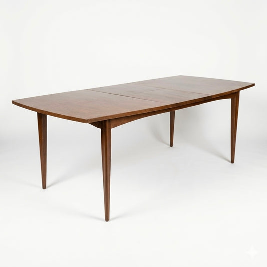 Broyhill Premier Vintage Mid Century Modern Walnut Dining Table with 2 Leafs c. 1960s