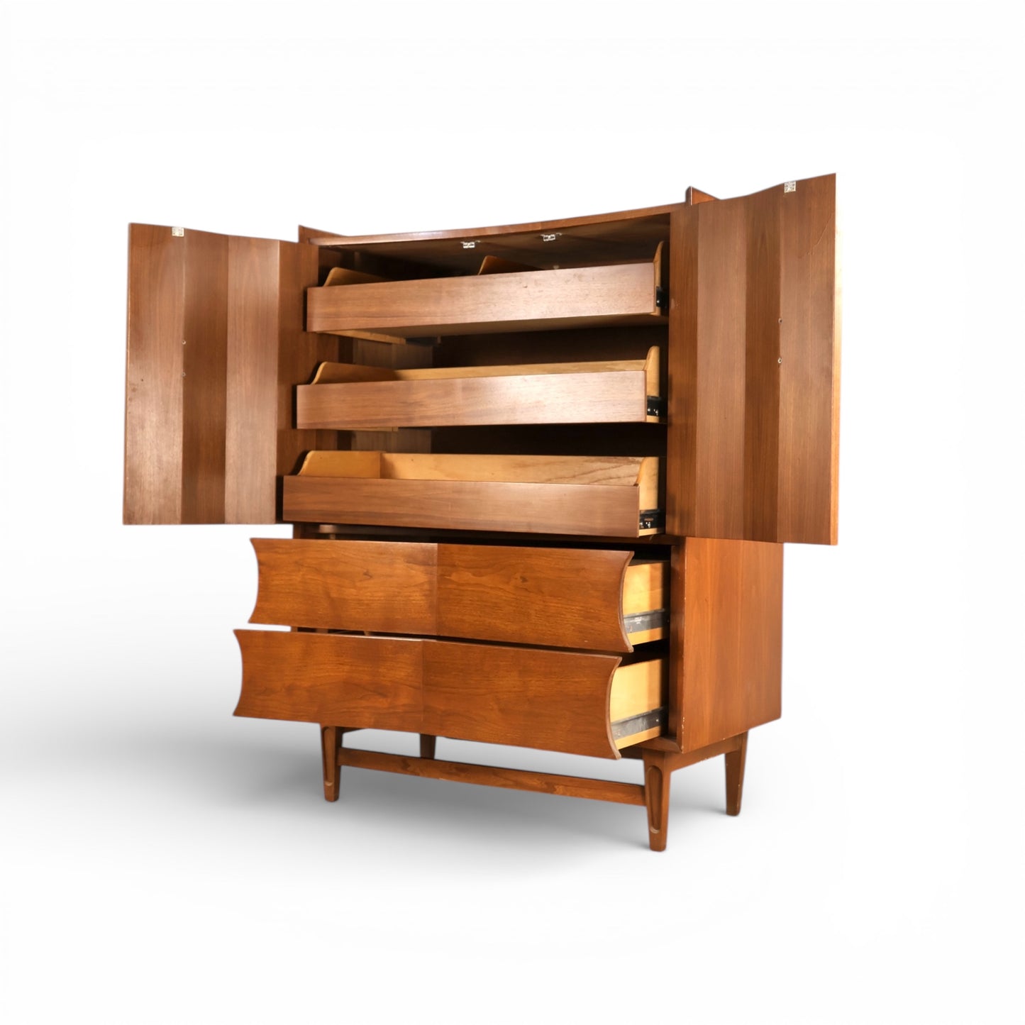 Specialty Woodcraft Inc. Vintage Mid Century Modern Highboy Dresser c. 1960s