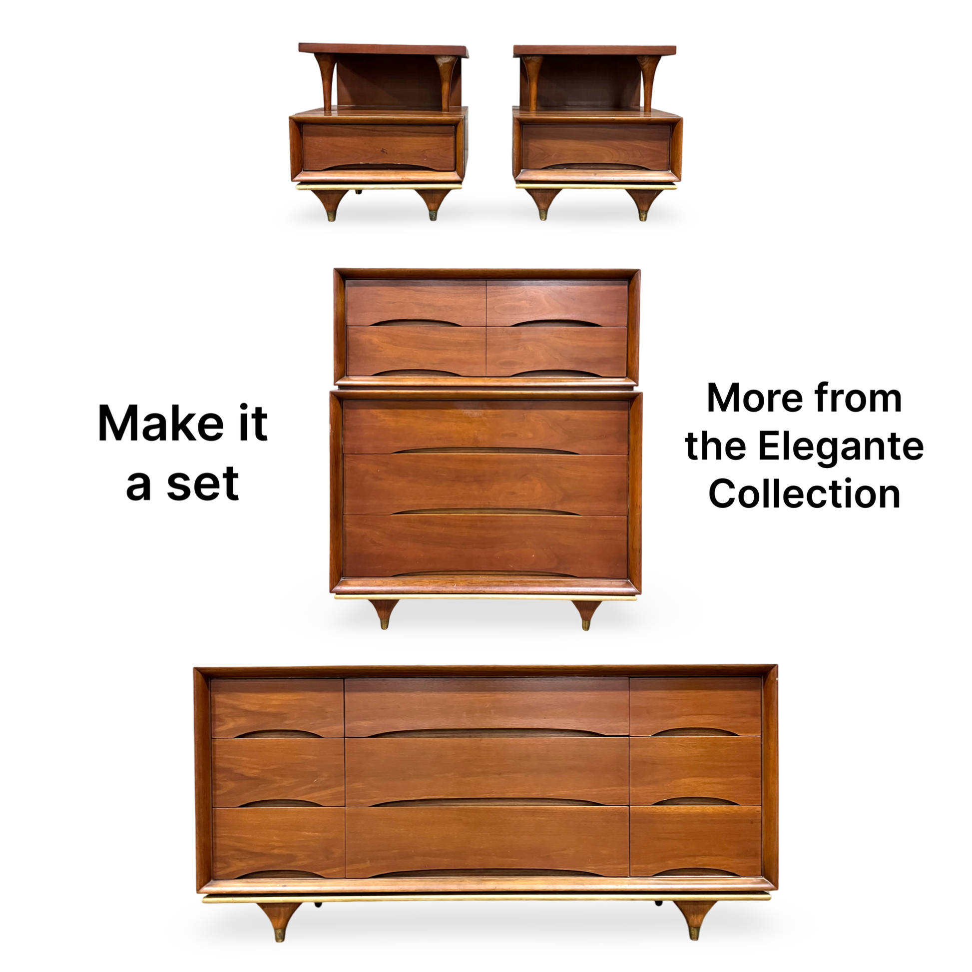 Kent Coffey Elegante Vintage Mid Centurt Modern Highboy Dresser c. 1960s Kent Coffey Elegante Vintage Mid Centurt Modern Highboy Dresser c. 1960s