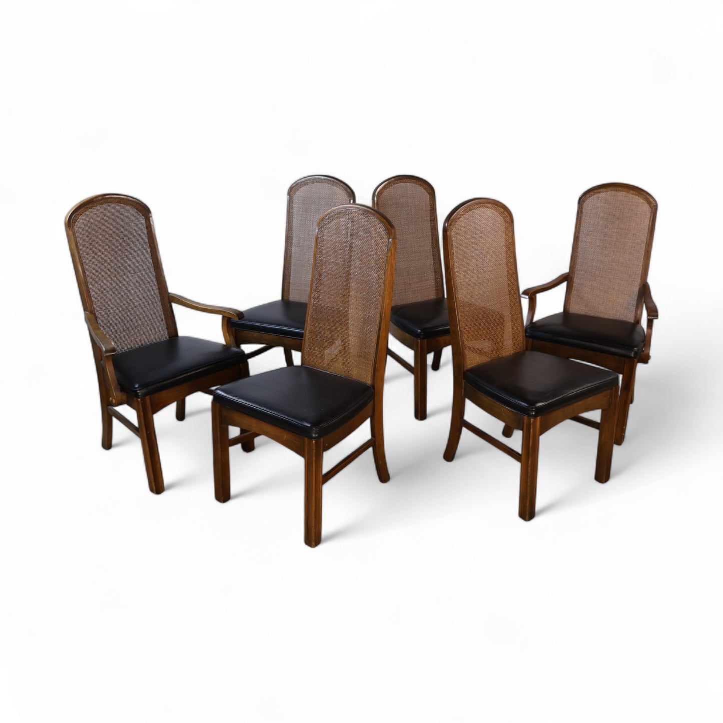 Pulaski Oceanic Vintage Brutalist Mid Century Modern Set of 6 Dining Chairs c. 1960s